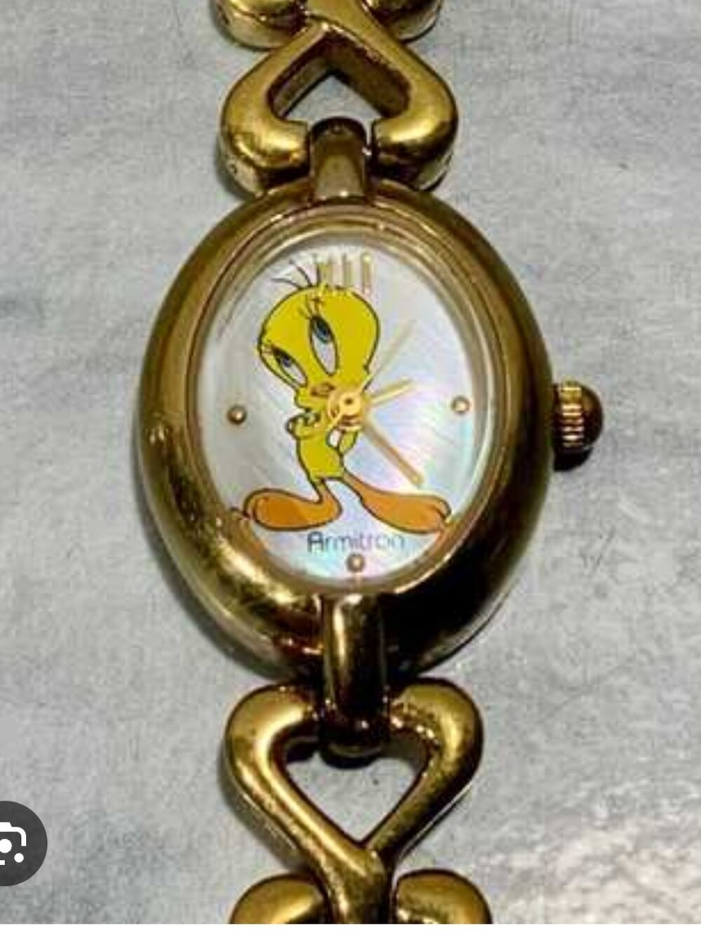 Armitron Gold Wall Clock with Yellow Tweety Accent